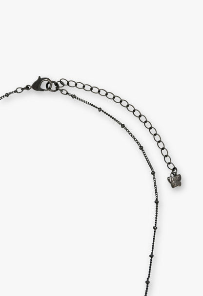 Anna Sui Lucky Cat Flower Necklace- Gunmetal