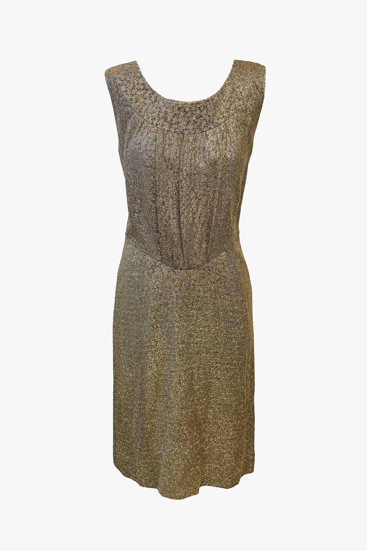Anna Sui Vintage 60's Gold Metallic Knit Beaded Dress by Irene for D.D. Marsh Originals