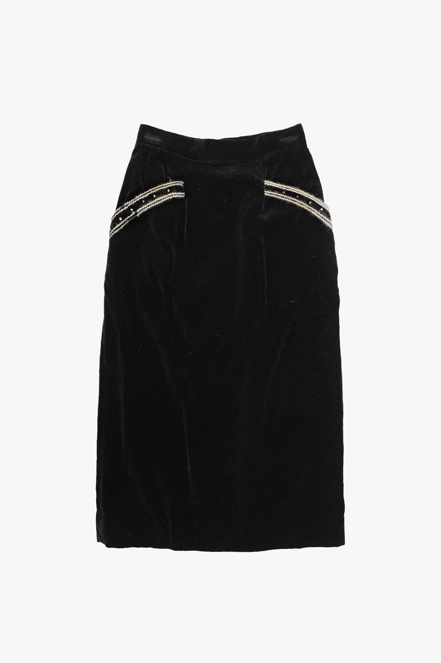 Anna Sui Vintage Velvet Embroidered Mini Skirt