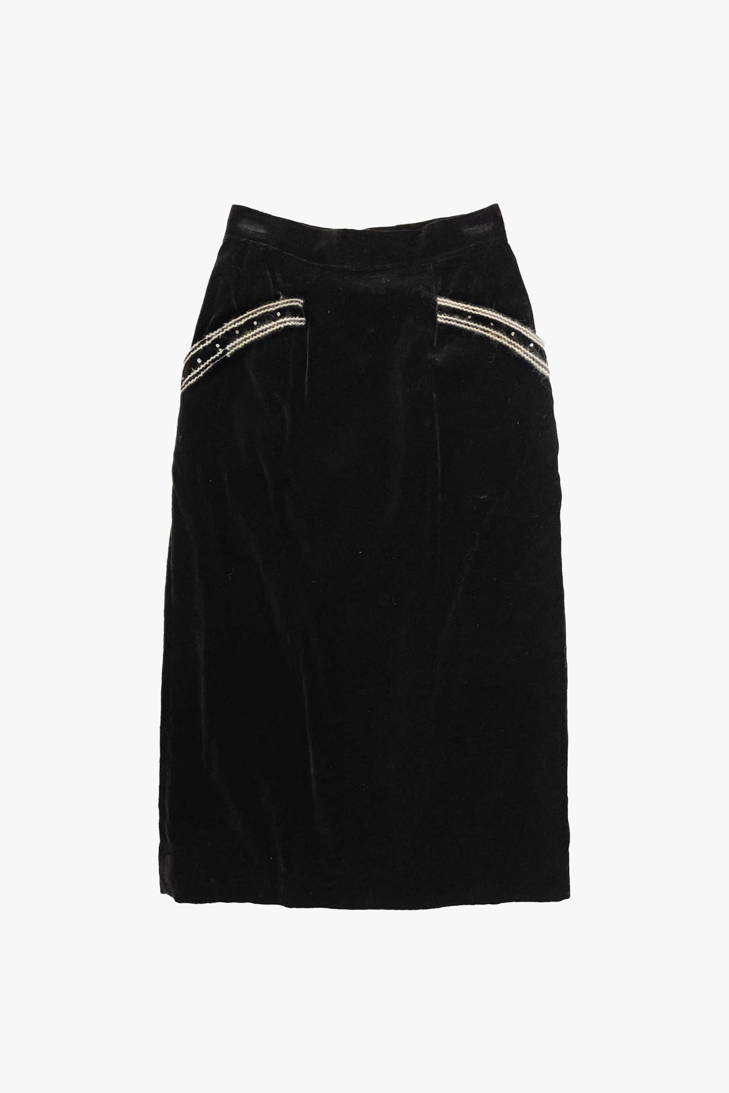 Anna Sui Vintage Velvet Embroidered Mini Skirt