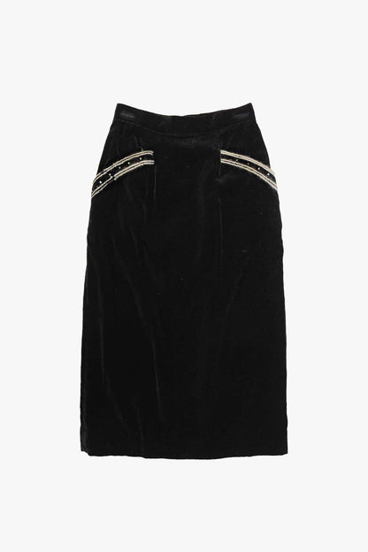 Anna Sui Vintage Velvet Embroidered Mini Skirt