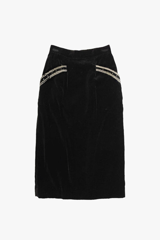Anna Sui Vintage Velvet Embroidered Mini Skirt