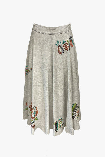 Anna Sui Vintage 60's Circular Hand Embroidered Midi Skirt