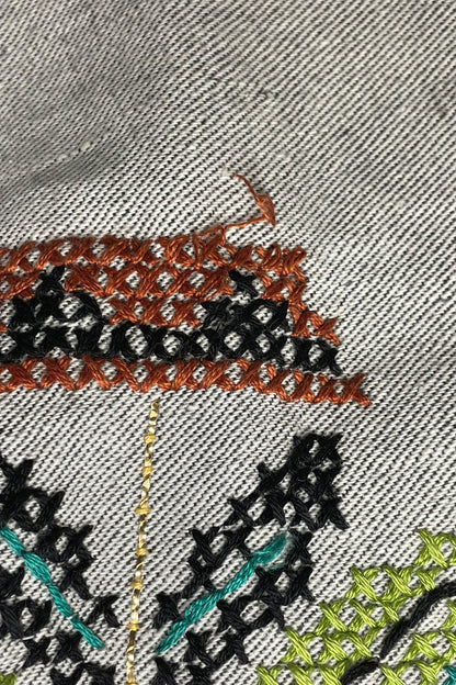 Anna Sui Vintage 60's Circular Hand Embroidered Midi Skirt