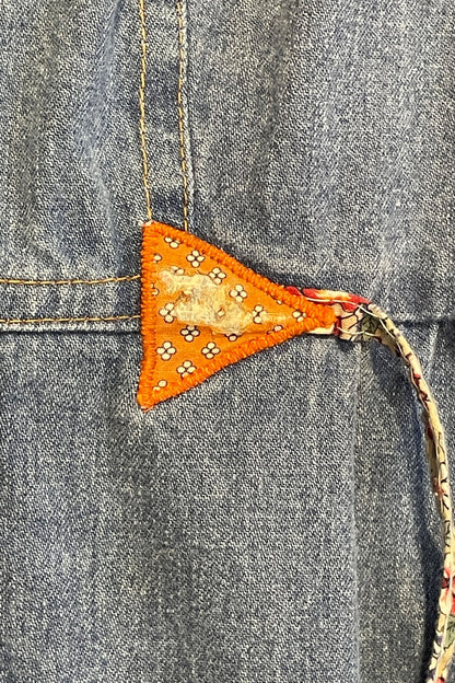Anna Sui Vintage 70's Infinity Denim Patchwork Appliqué Dress