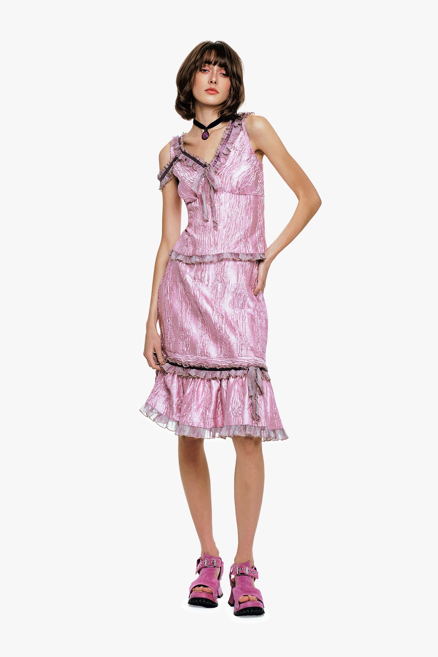 Anna Sui Crushed Satin Bow Top