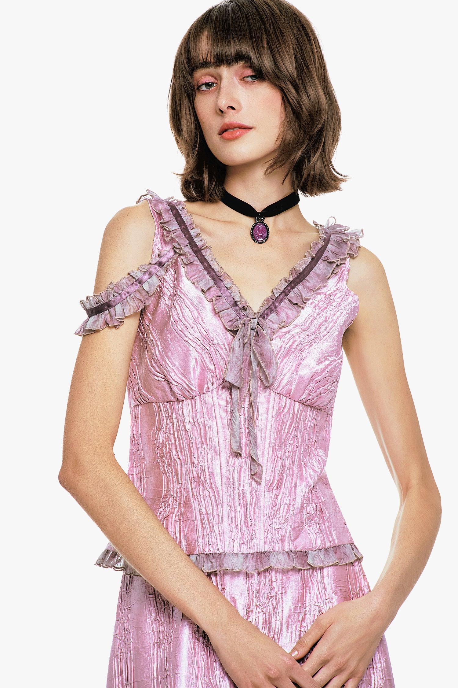 Anna Sui Crushed Satin Bow Top