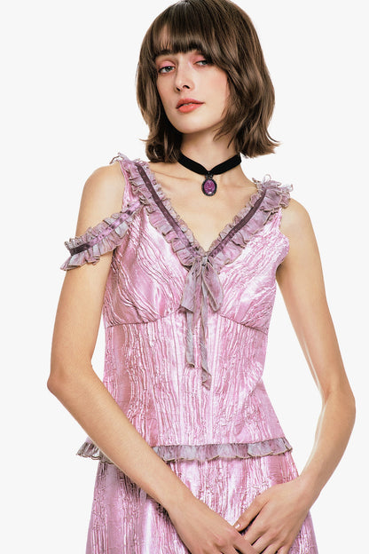 Anna Sui Crushed Satin Bow Top