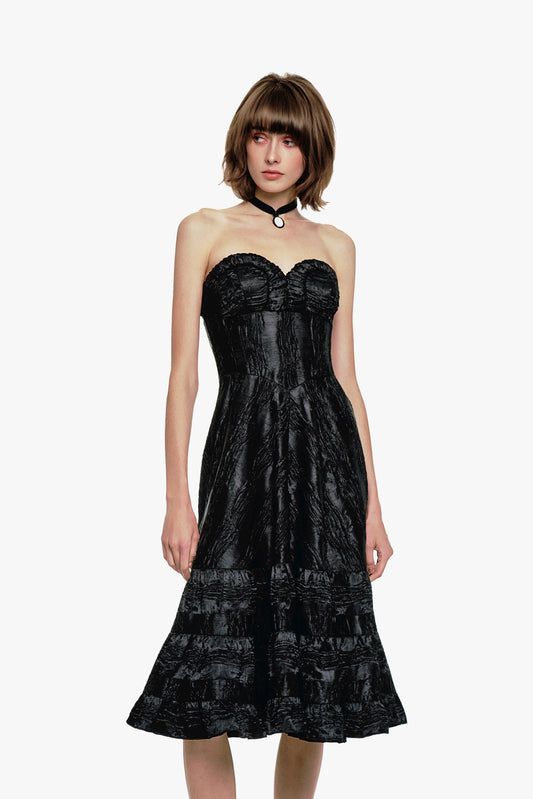 Anna Sui Crushed Satin Sweetheart Dress