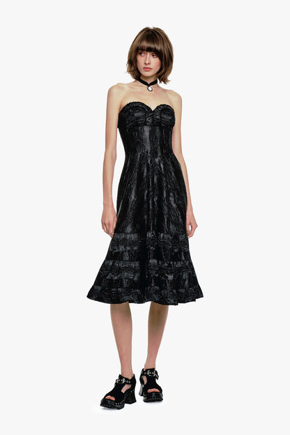 Anna Sui Crushed Satin Sweetheart Dress