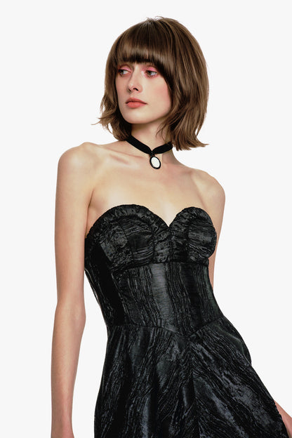 Anna Sui Crushed Satin Sweetheart Dress