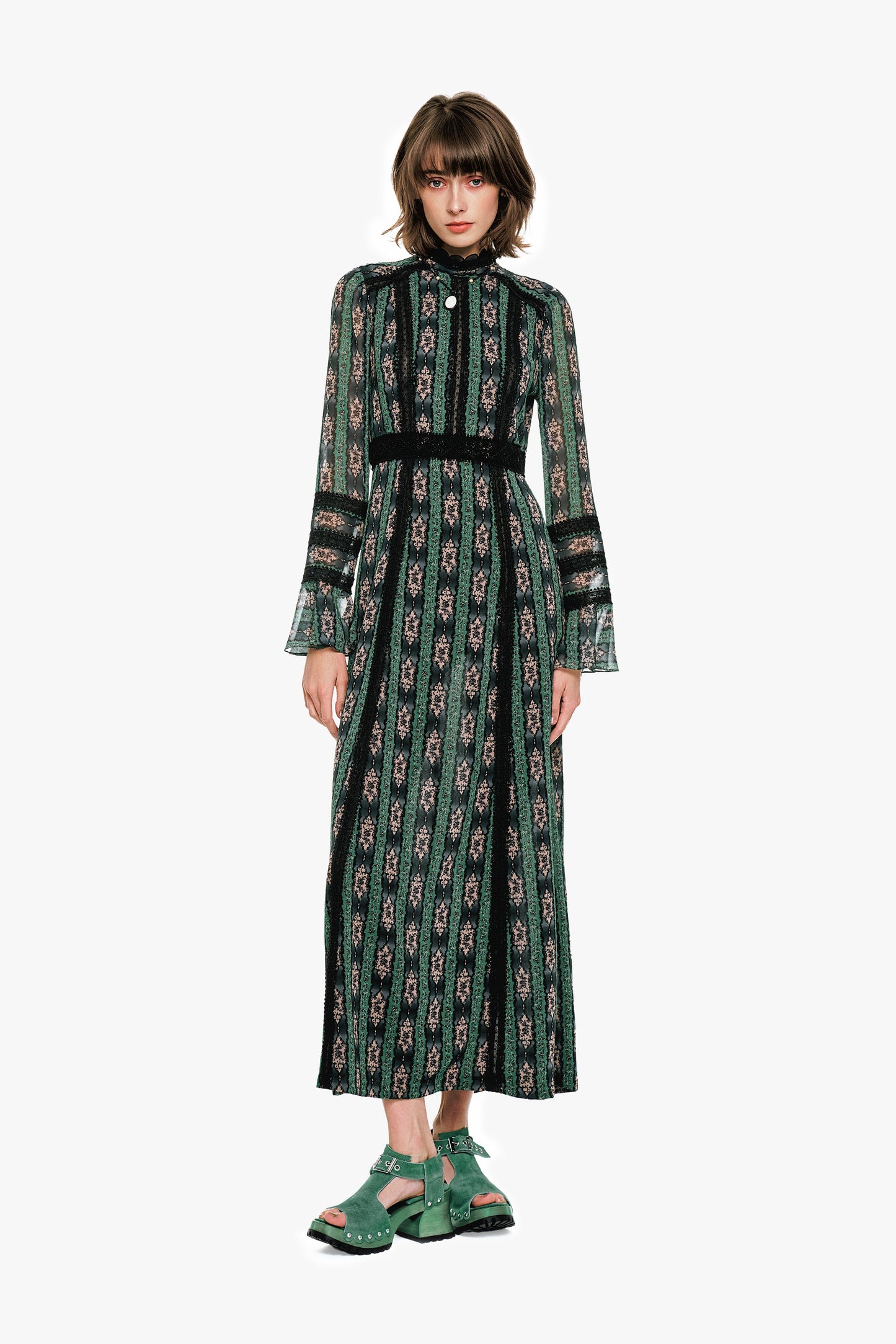 Anna Sui Cameo Stripe Print Maxi Dress