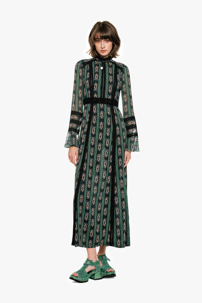 Anna Sui Cameo Stripe Print Maxi Dress