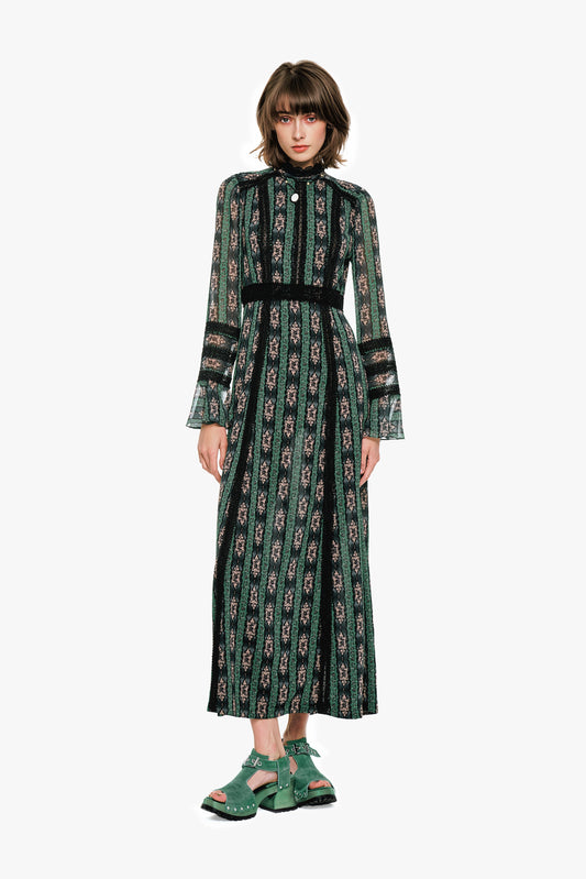 Anna Sui Cameo Stripe Print Maxi Dress