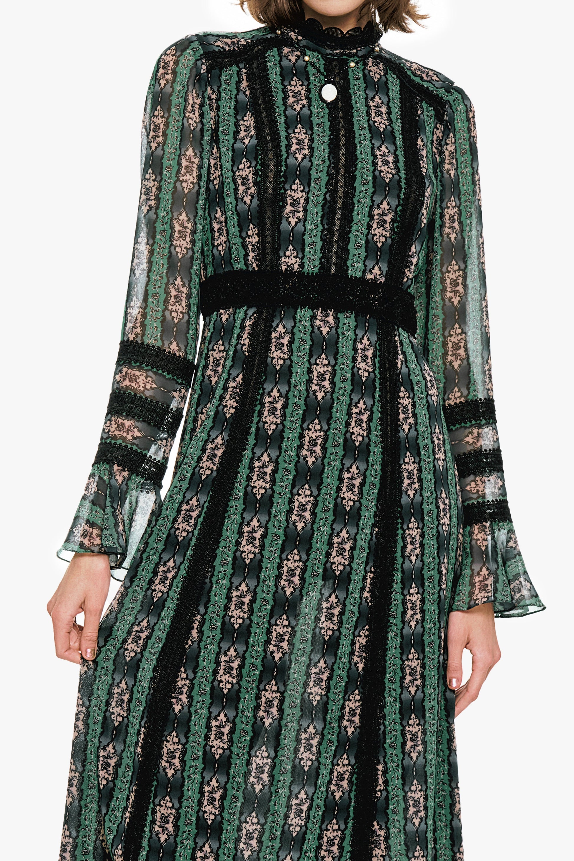 Anna Sui Cameo Stripe Print Maxi Dress