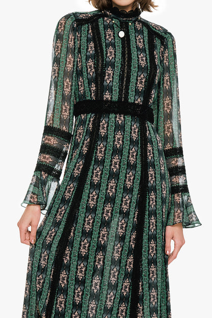 Anna Sui Cameo Stripe Print Maxi Dress