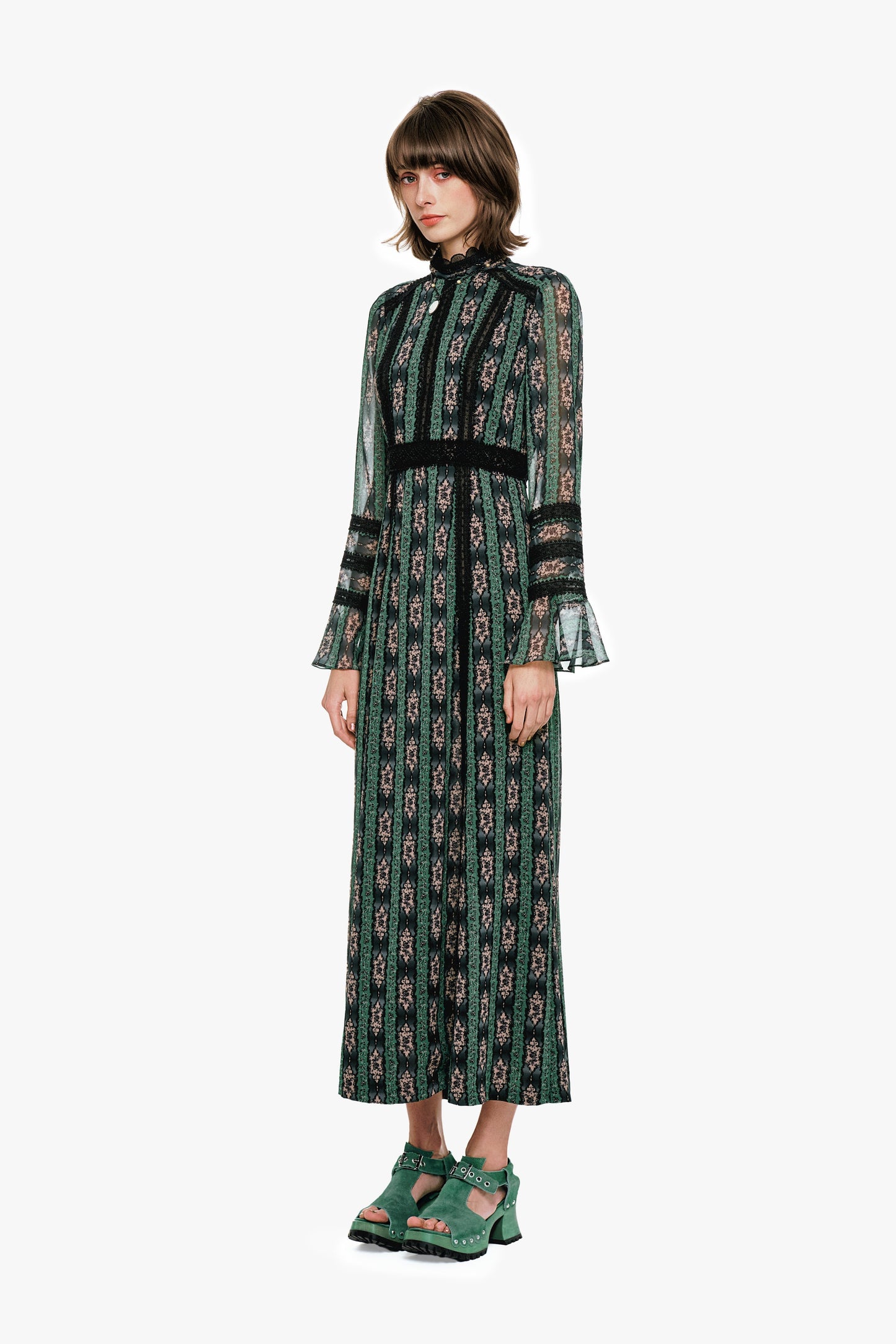Anna Sui Cameo Stripe Print Maxi Dress