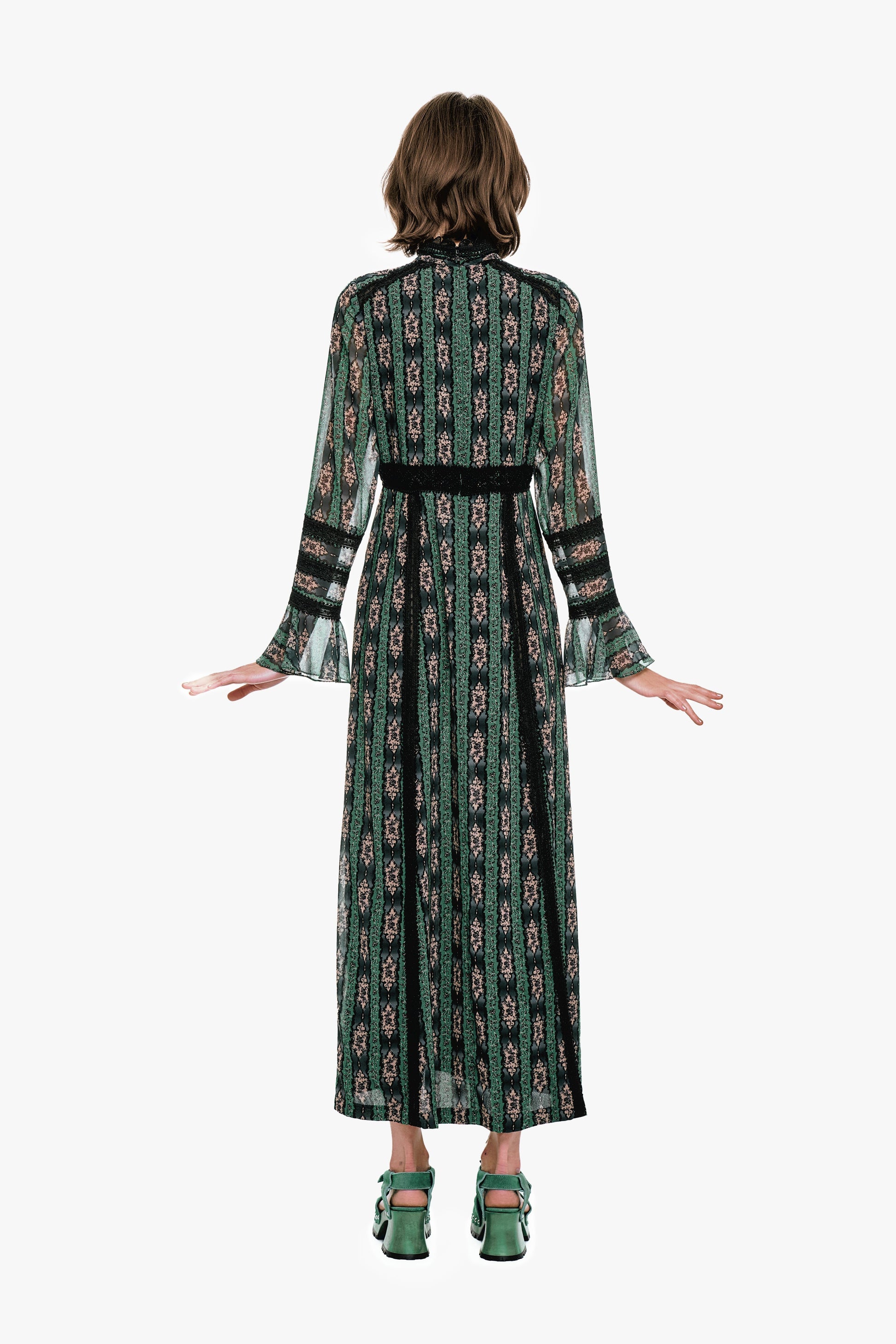 Anna Sui Cameo Stripe Print Maxi Dress