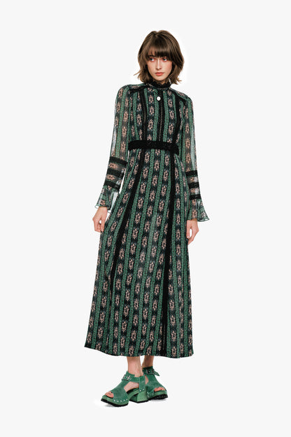 Anna Sui Cameo Stripe Print Maxi Dress
