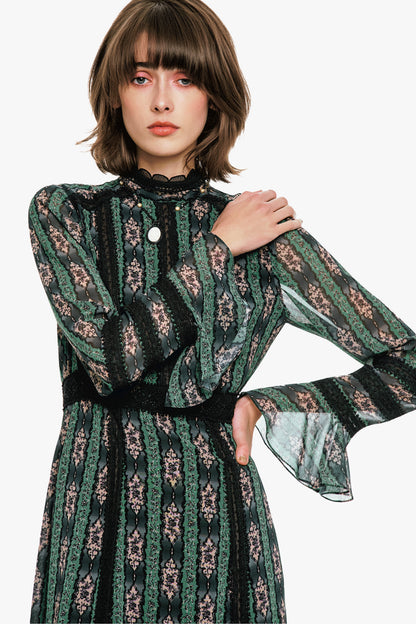 Anna Sui Cameo Stripe Print Maxi Dress