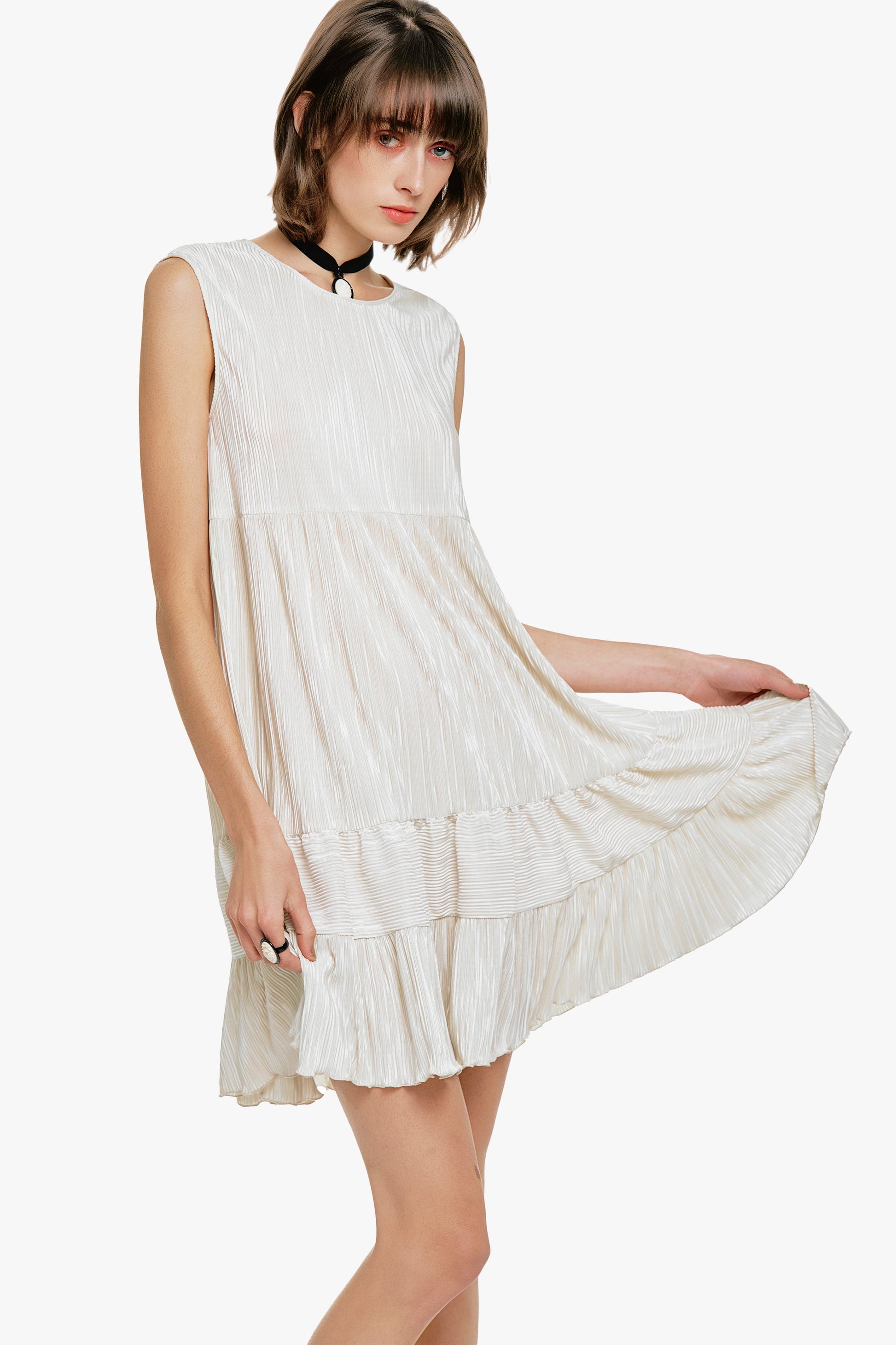 Anna Sui Plissé Babydoll Dress