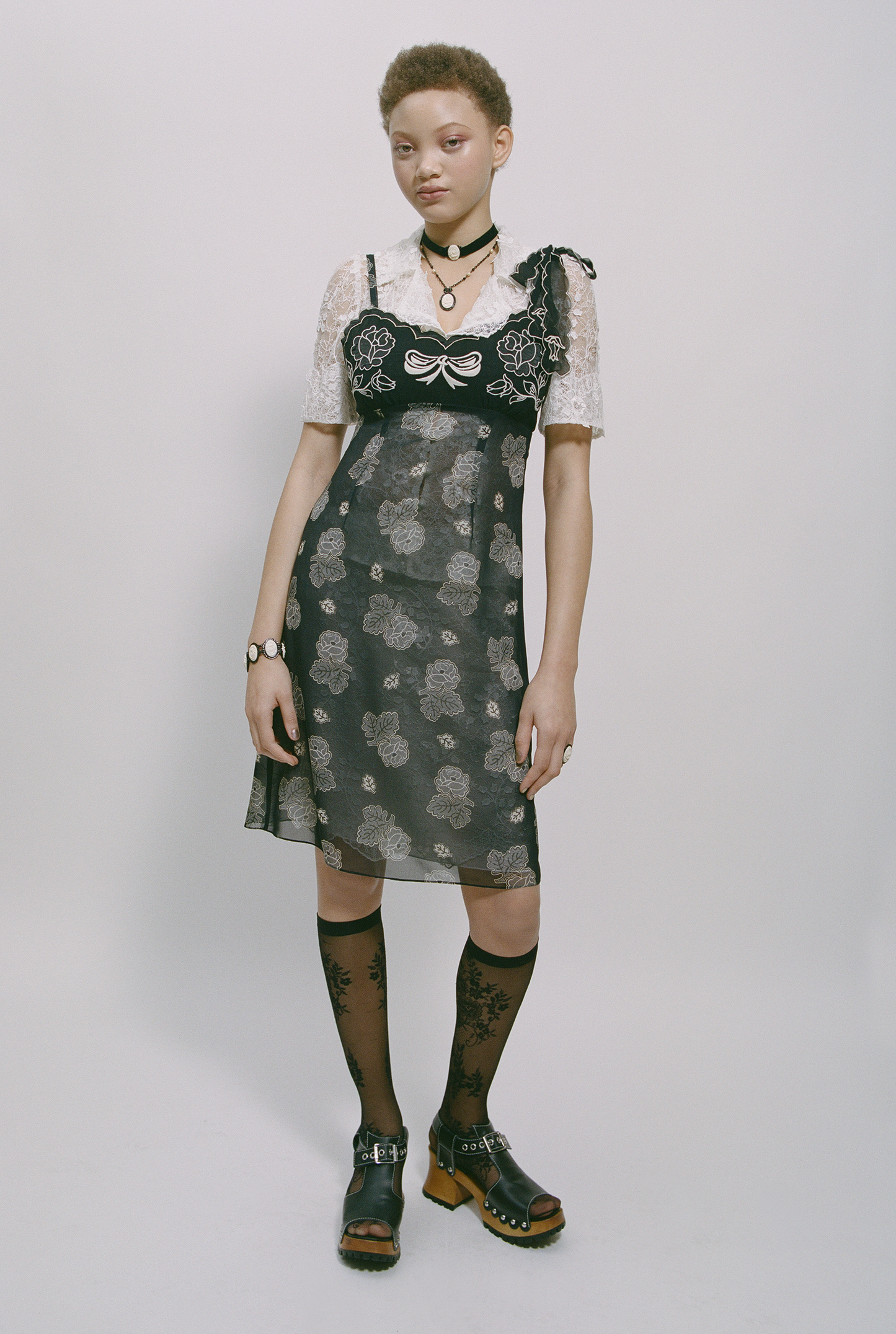 Anna Sui Sketch Roses Chiffon Embroidery Slip Dress