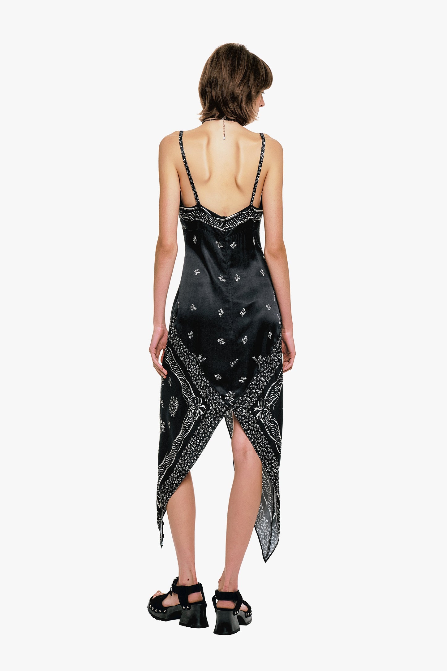 Anna Sui Ribbon Handkerchief Satin Print Dress