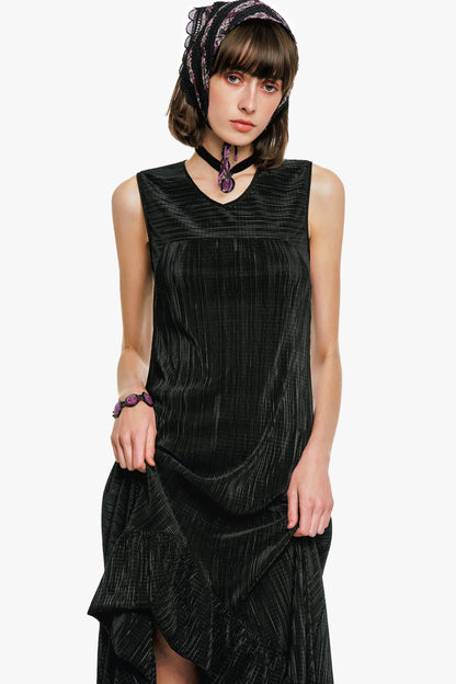 Anna Sui Plissé Hi-Low Dress