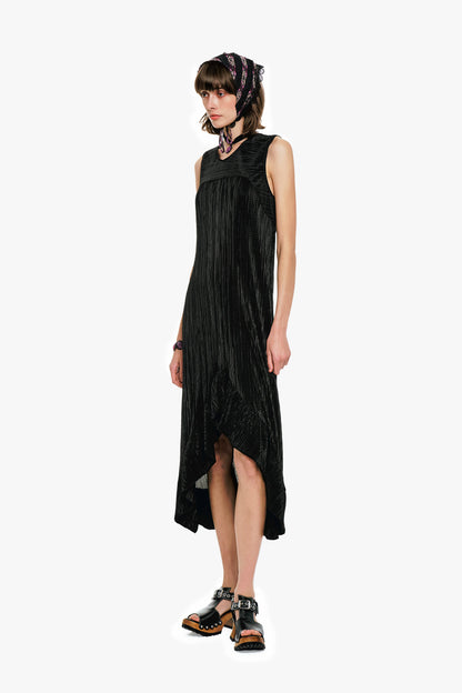Anna Sui Plissé Hi-Low Dress