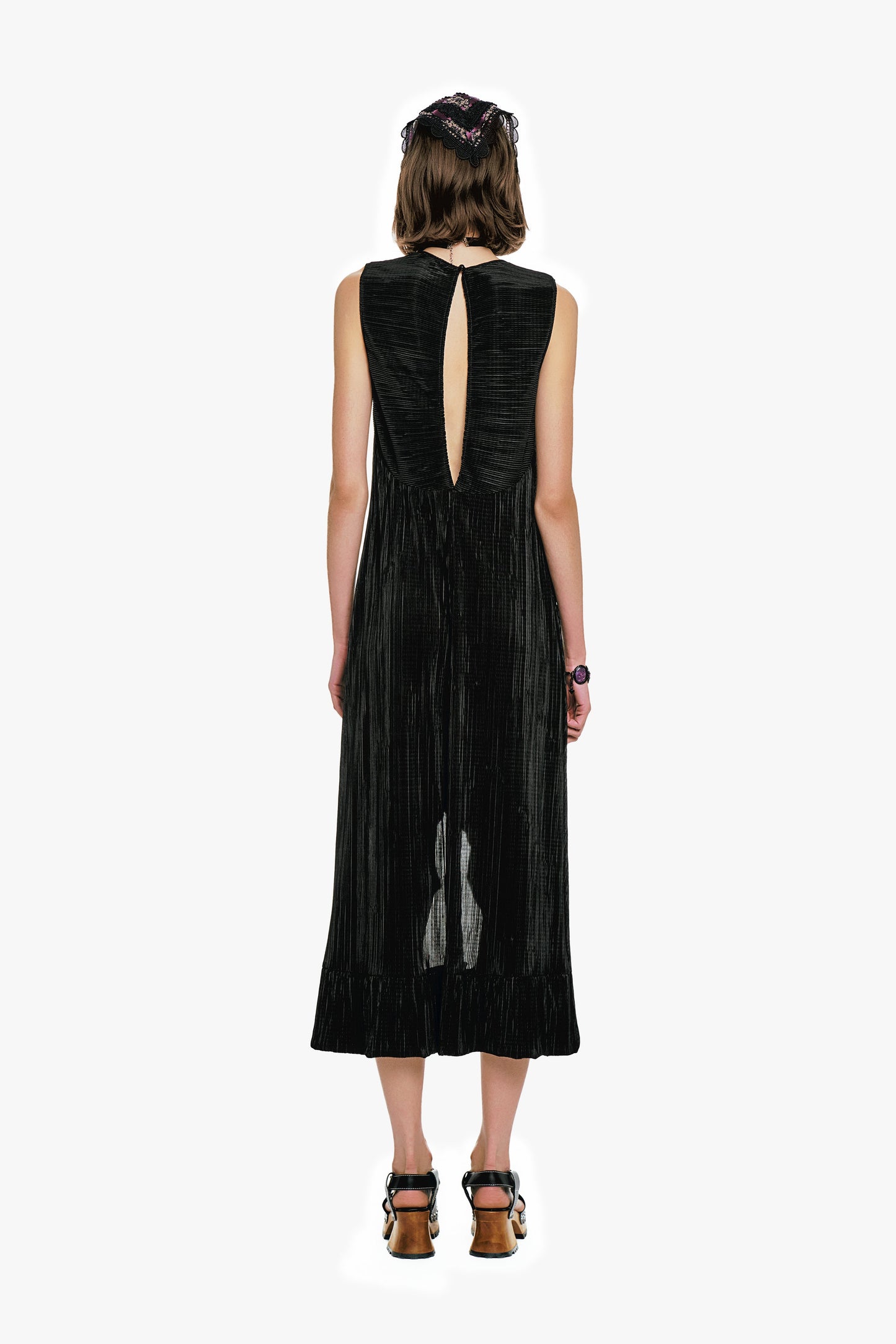 Anna Sui Plissé Hi-Low Dress