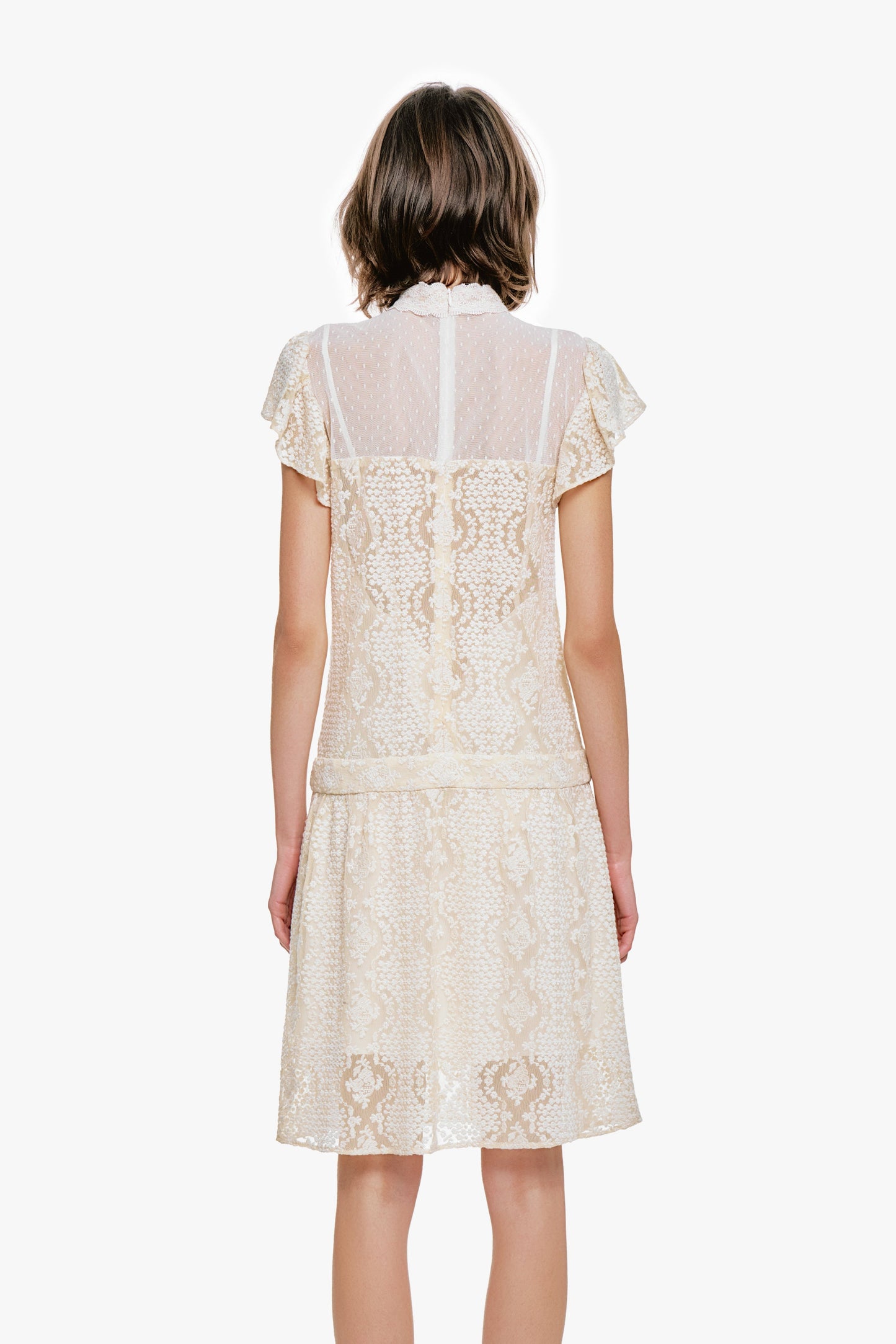 Anna Sui Victorian Lace Combo Drop Waist Dress