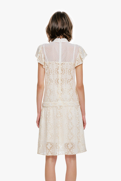 Anna Sui Victorian Lace Combo Drop Waist Dress