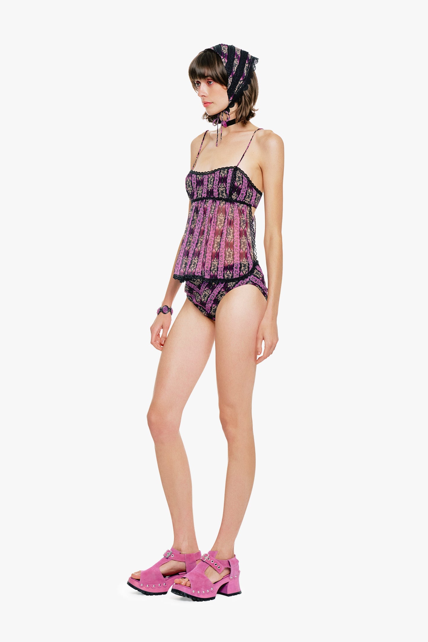 Anna Sui Cameo Stripe Print Headscarf