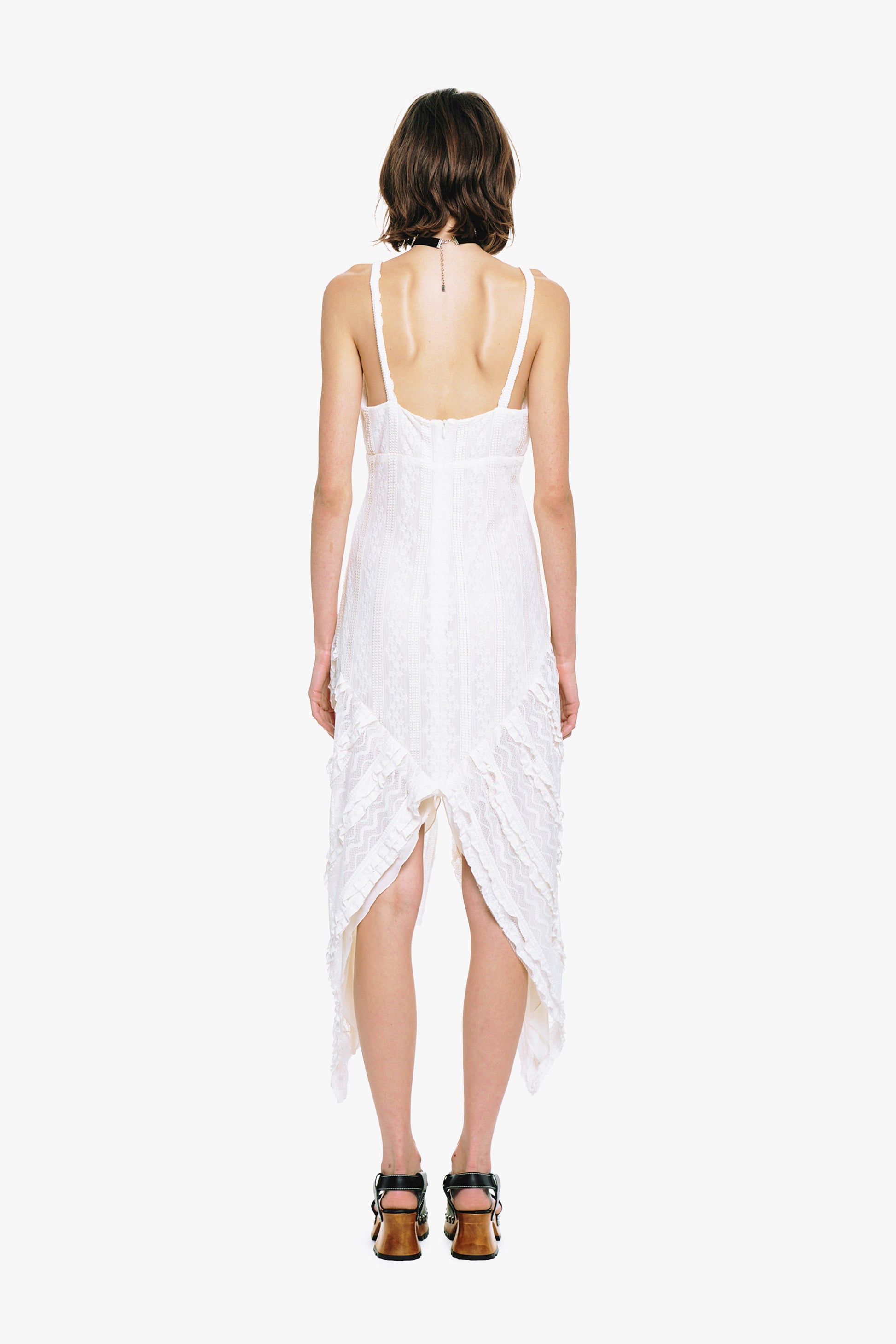 Anna Sui Floral Ruffle Stretch Lace Handkerchief Dress
