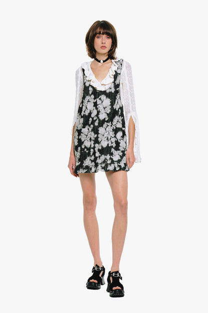 Anna Sui Rose Illusion Denim Ruffle Jumper