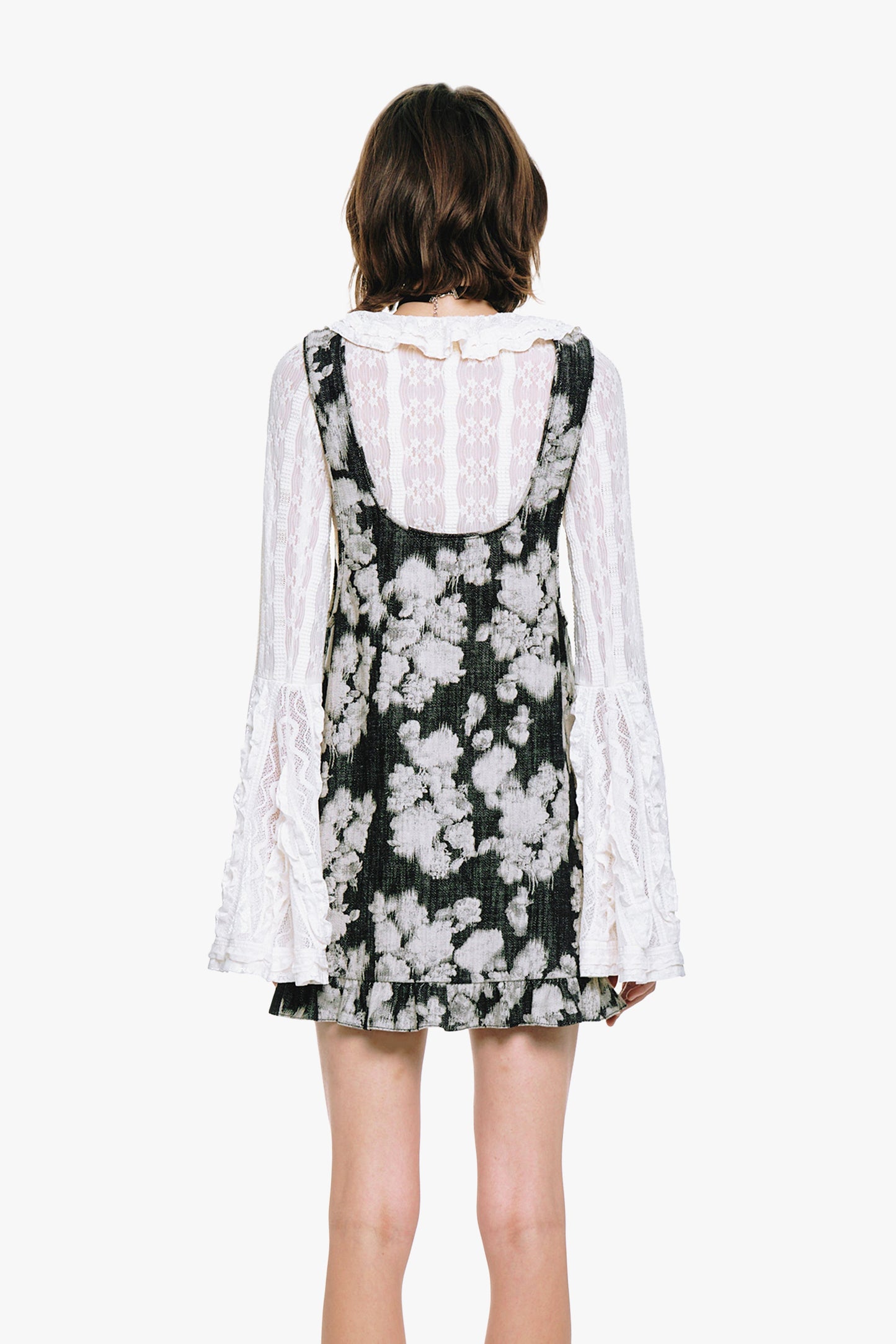 Anna Sui Rose Illusion Denim Ruffle Jumper