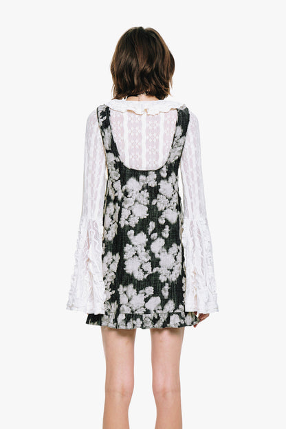 Anna Sui Rose Illusion Denim Ruffle Jumper