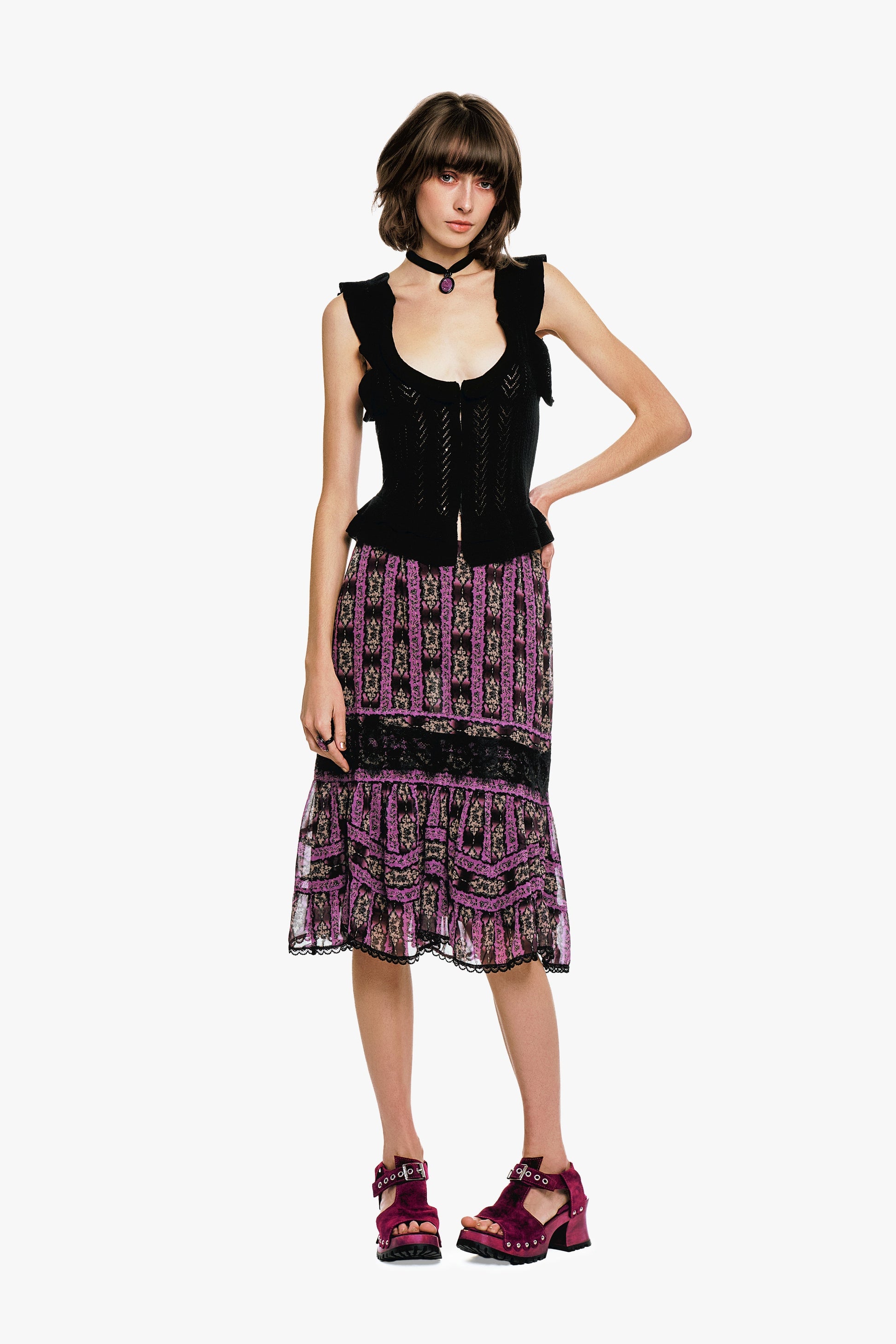 Anna Sui Victorian Pointelle Knitwear Camisole - Black