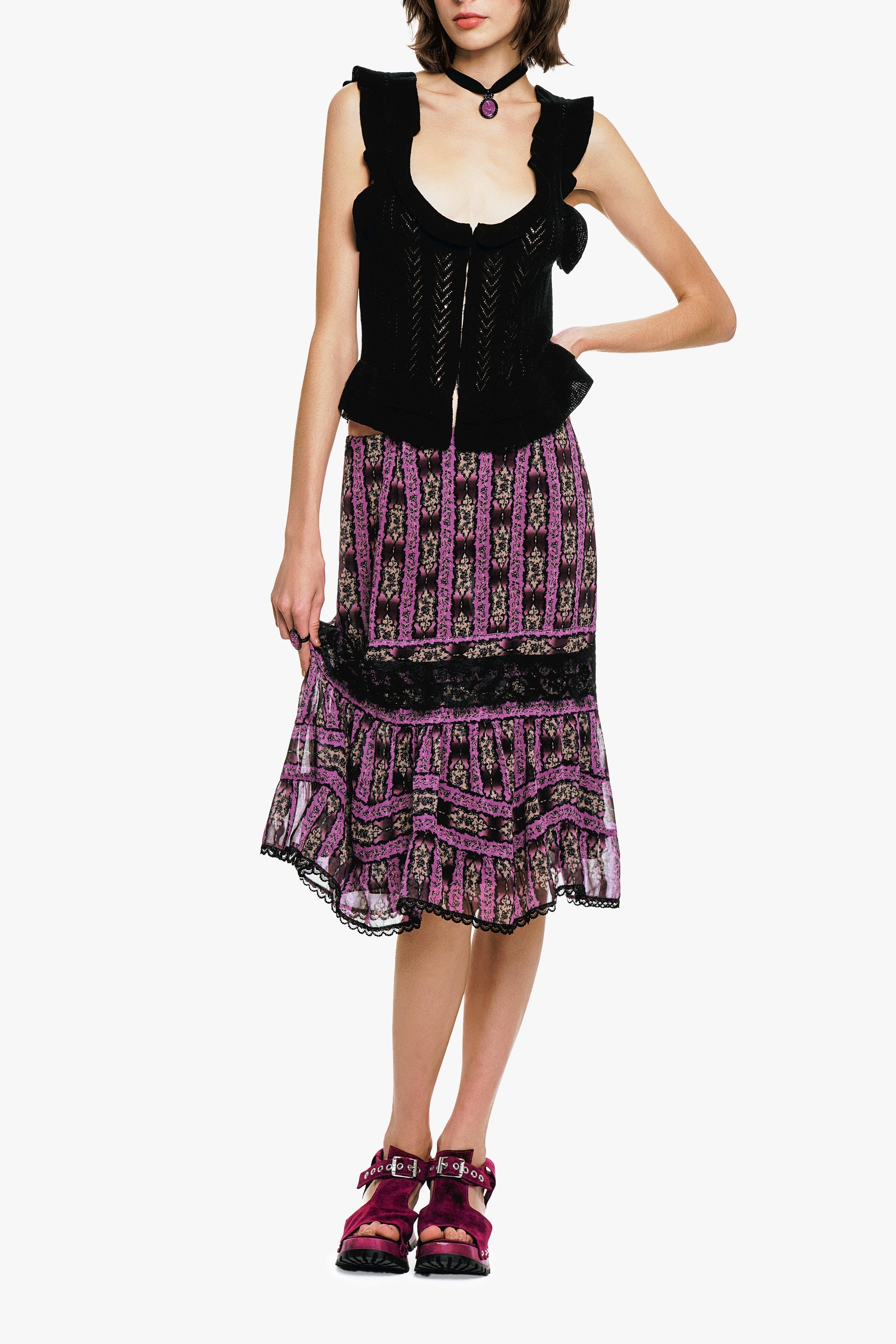 Anna Sui Victorian Pointelle Knitwear Camisole - Black