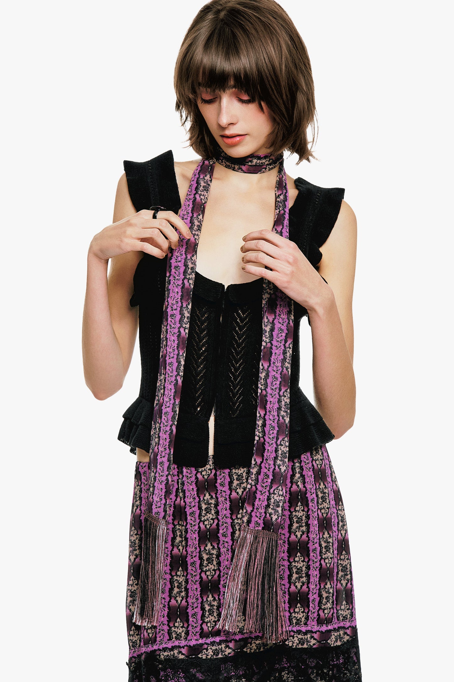 Anna Sui Victorian Pointelle Knitwear Camisole - Black