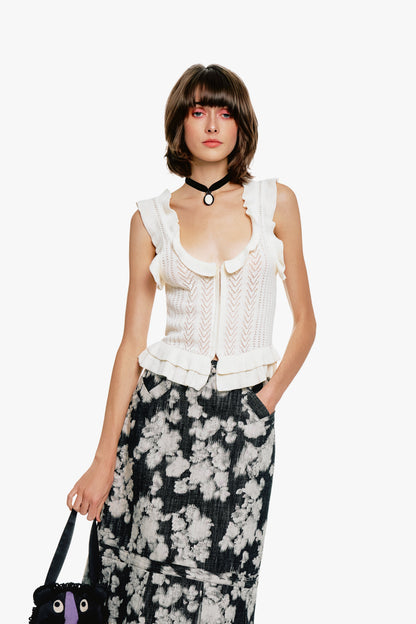 Anna Sui Victorian Pointelle Knitwear Camisole - Cream