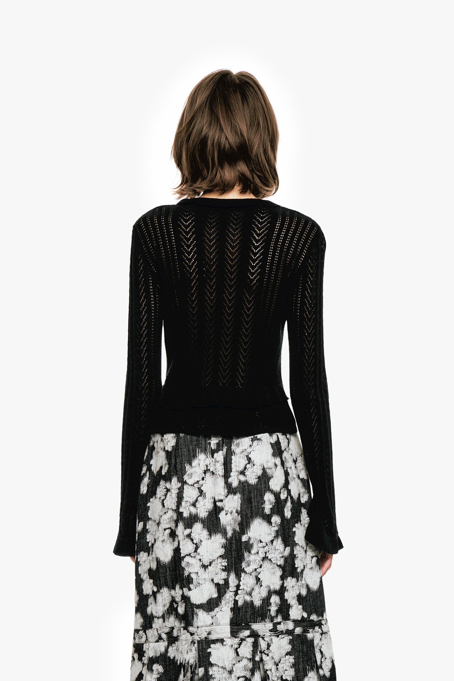 Anna Sui Victorian Pointelle Knitwear Cardigan - Black