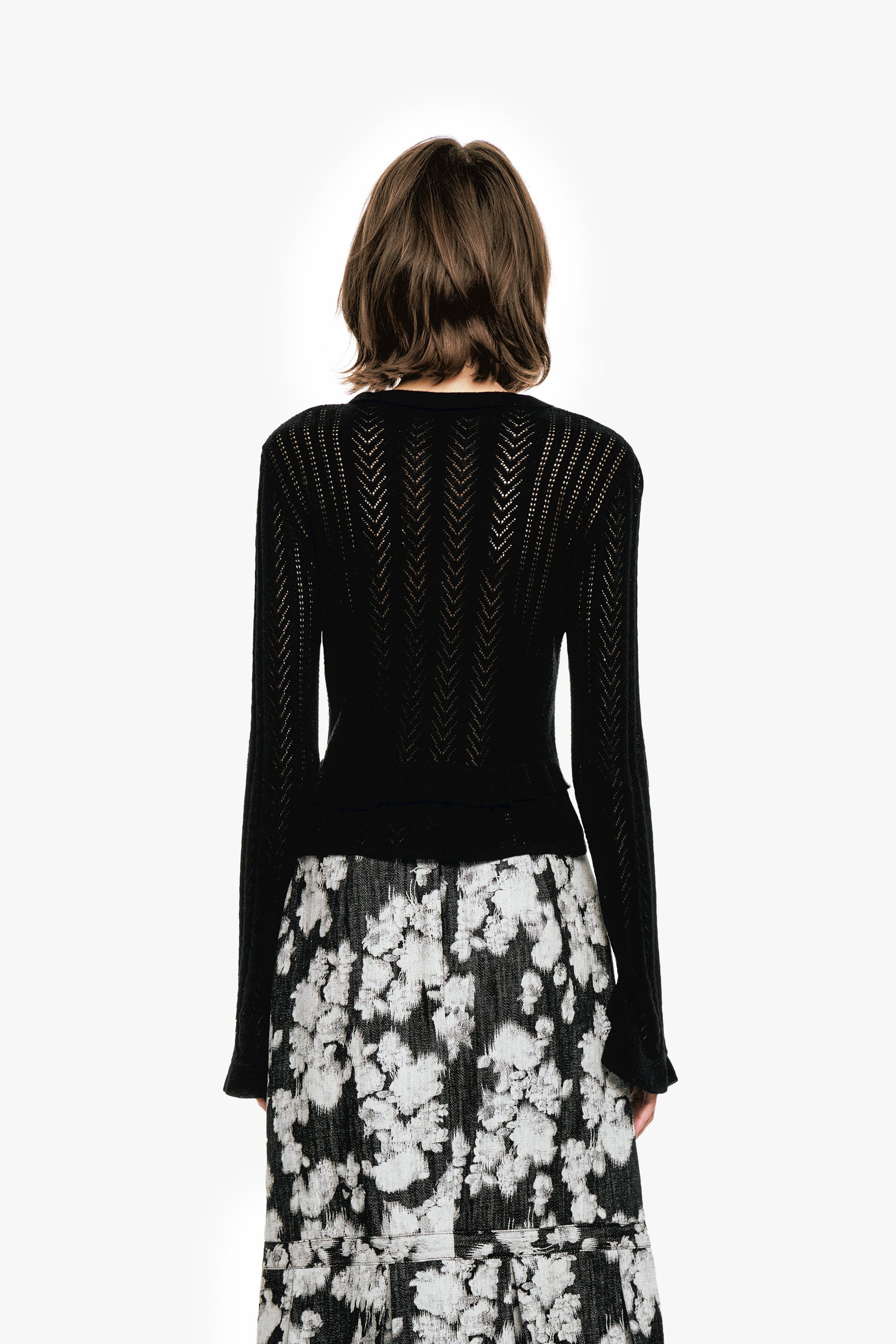 Anna Sui Victorian Pointelle Knitwear Cardigan - Black