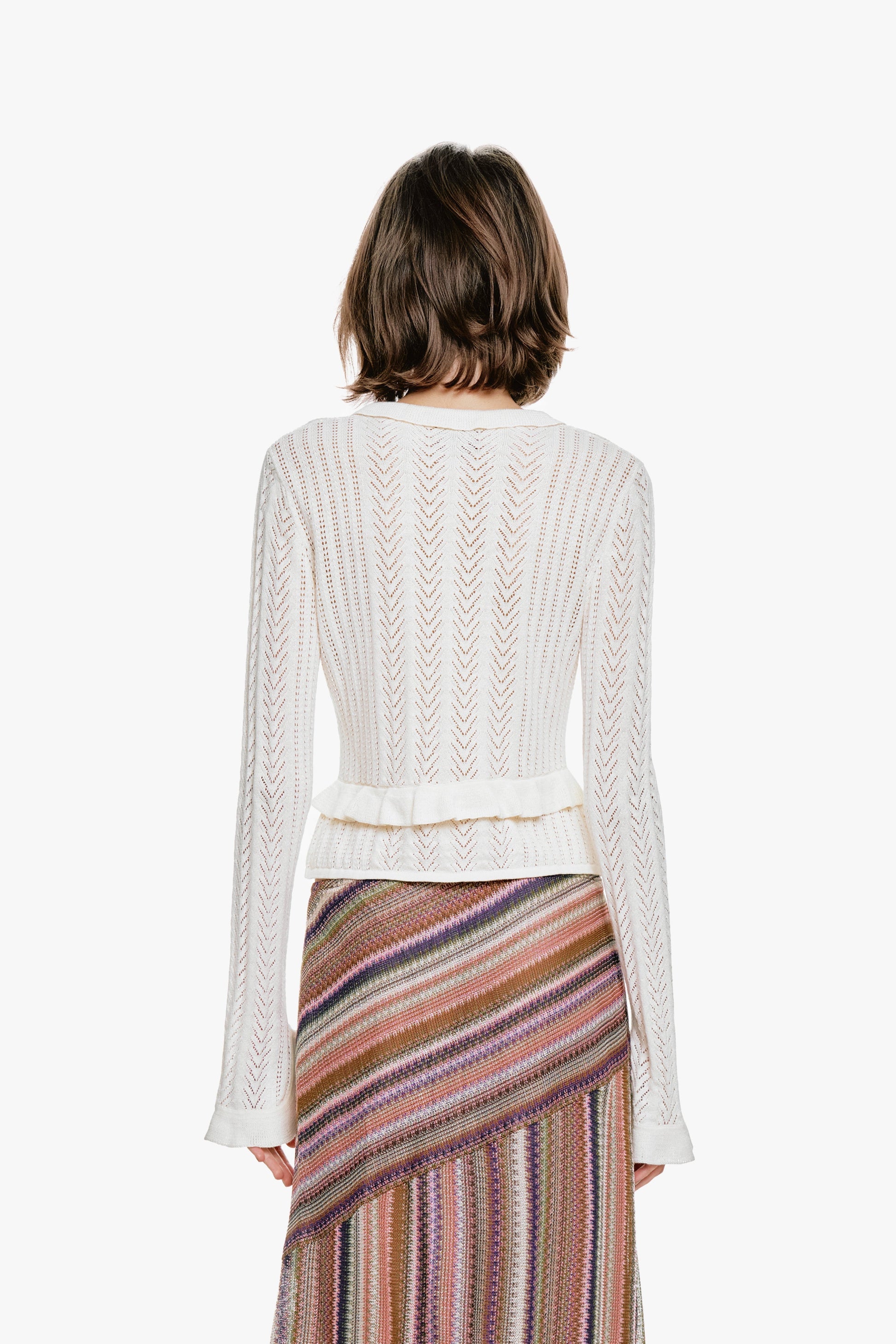 Anna Sui Victorian Pointelle Knitwear Cardigan - Cream