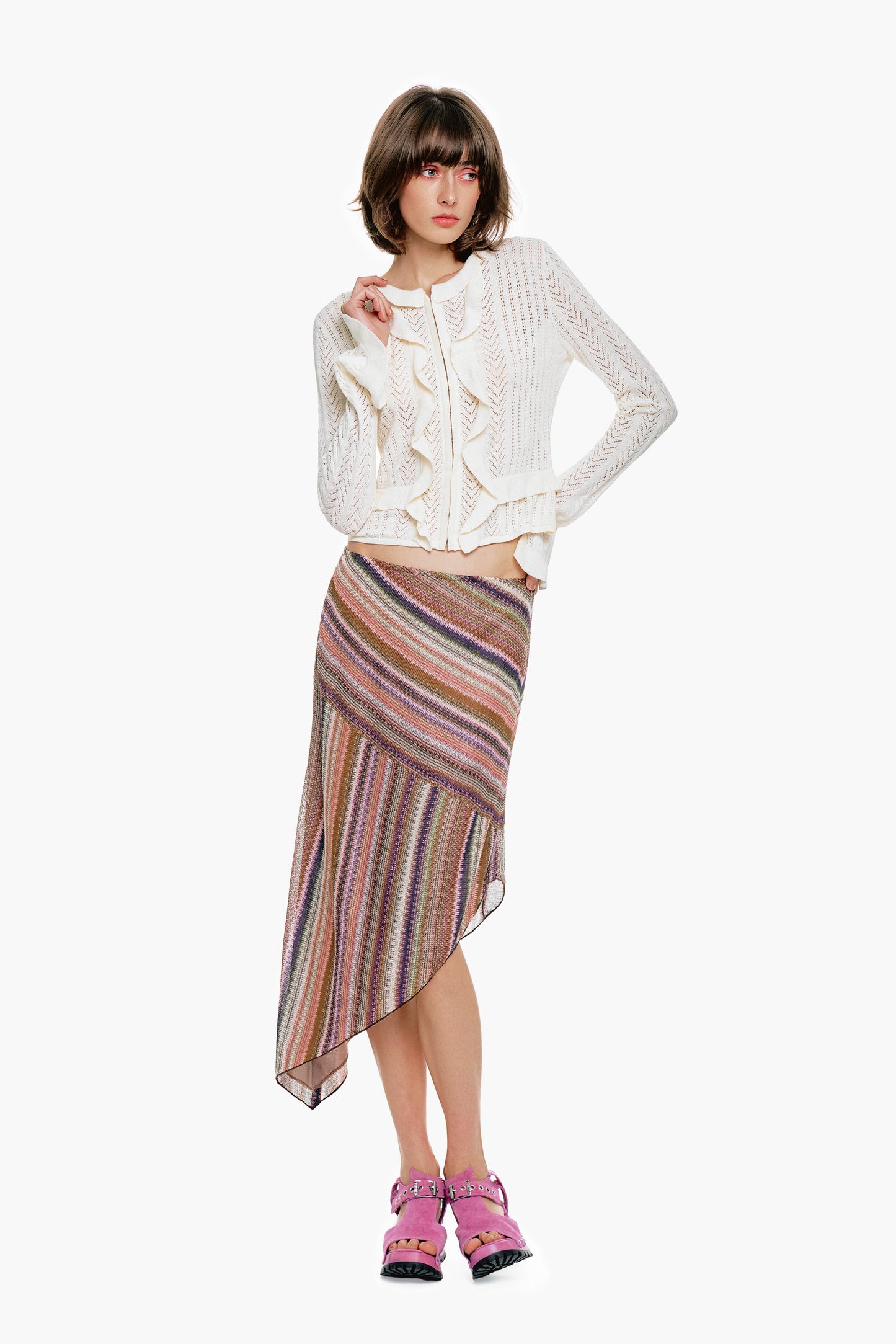 Anna Sui Victorian Pointelle Knitwear Cardigan - Cream