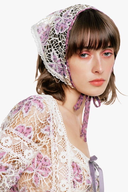 Anna Sui Medallion Floral Lace Headscarf