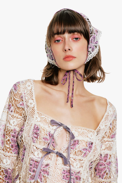 Anna Sui Medallion Floral Lace Headscarf