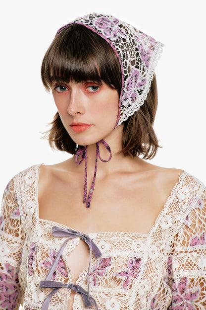 Anna Sui Medallion Floral Lace Headscarf
