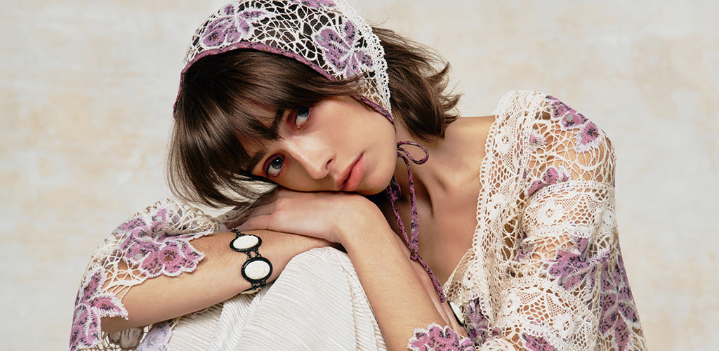 Anna Sui Medallion Floral Lace Headscarf