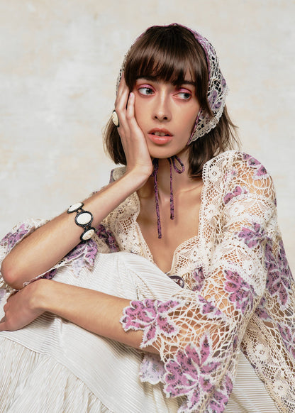 Anna Sui Medallion Floral Lace Headscarf